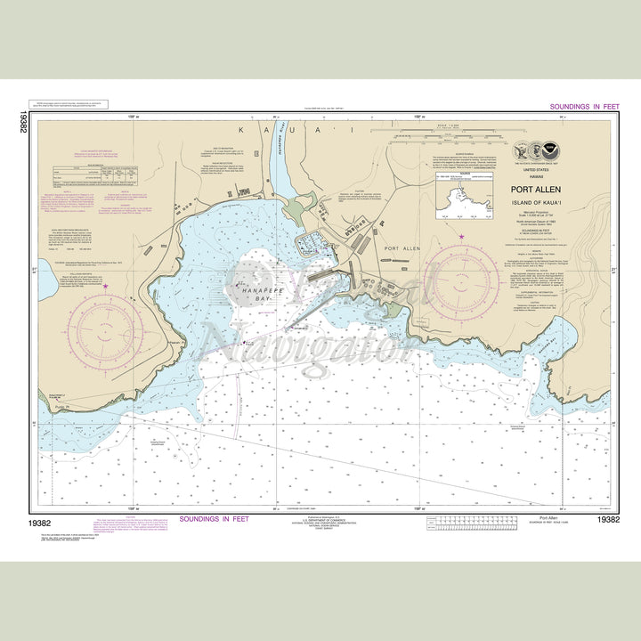 Archival NOAA nautical chart Port – Allen Island of Kaua‘i.