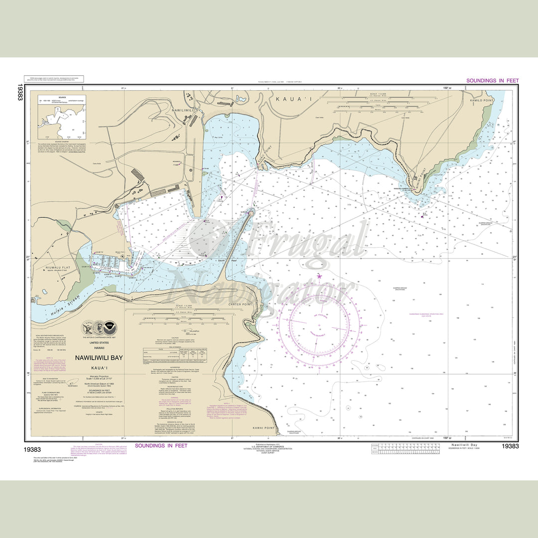 Archival NOAA nautical chart Kaua‘i – Nawiliwili Bay.