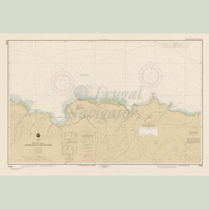 Archival NOAA nautical chart North – Coast of Kaua‘i Hä‘ena Point to Kepuhi Point.