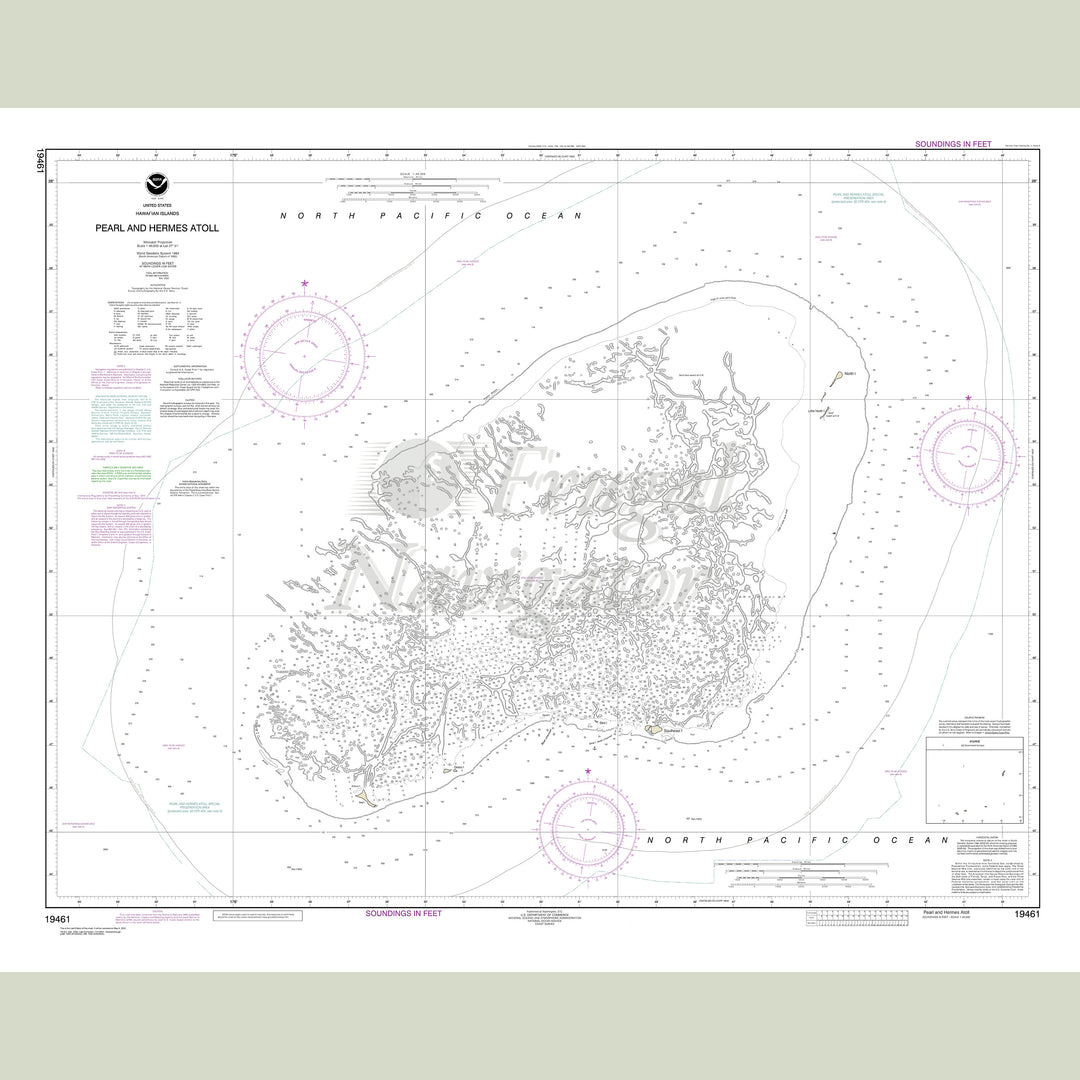 Archival NOAA nautical chart Pearl – and Hermes Atoll.