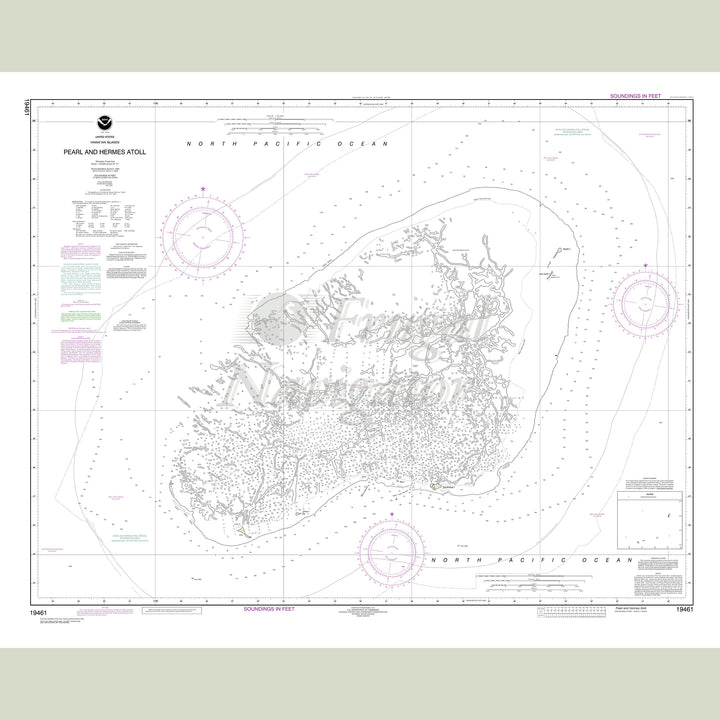 Archival NOAA nautical chart Pearl – and Hermes Atoll.