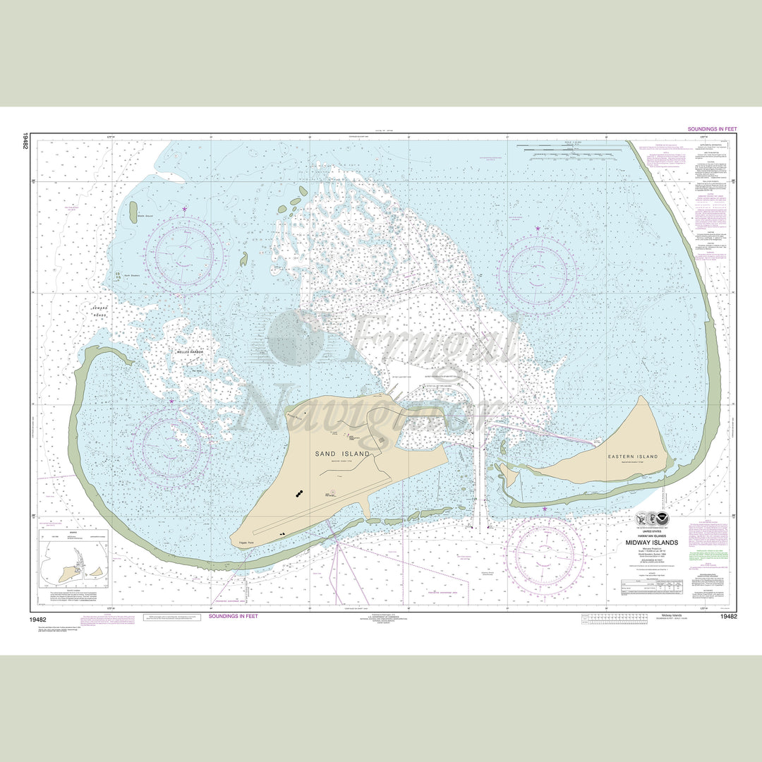 Archival NOAA nautical chart Hawai‘ian – Islands Midway Islands.