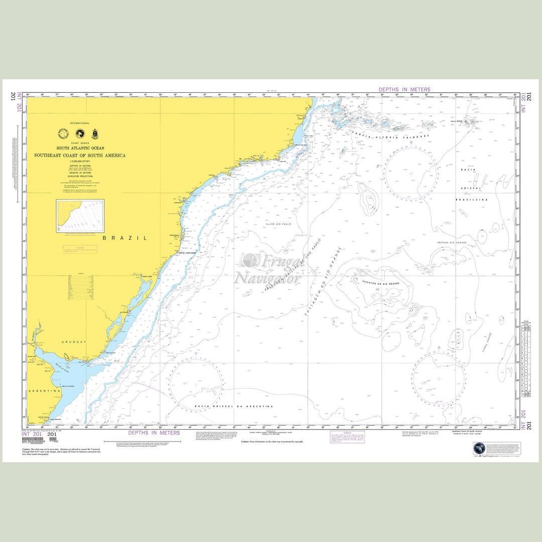 Official NGA nautical chart 201 – Southeast Coast of South America.