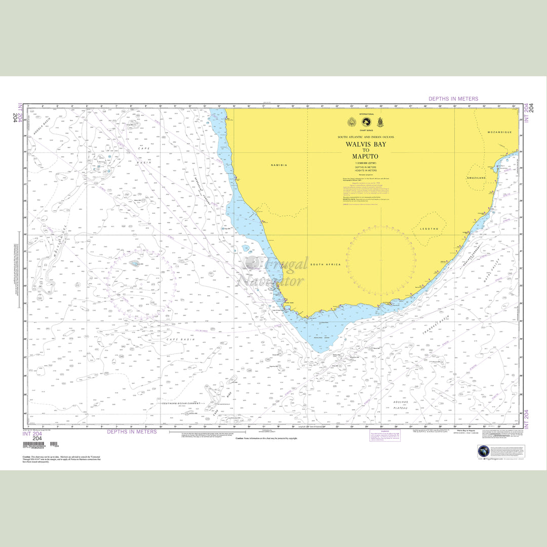Official NGA nautical chart 204 – Walvis Bay to Maputo.