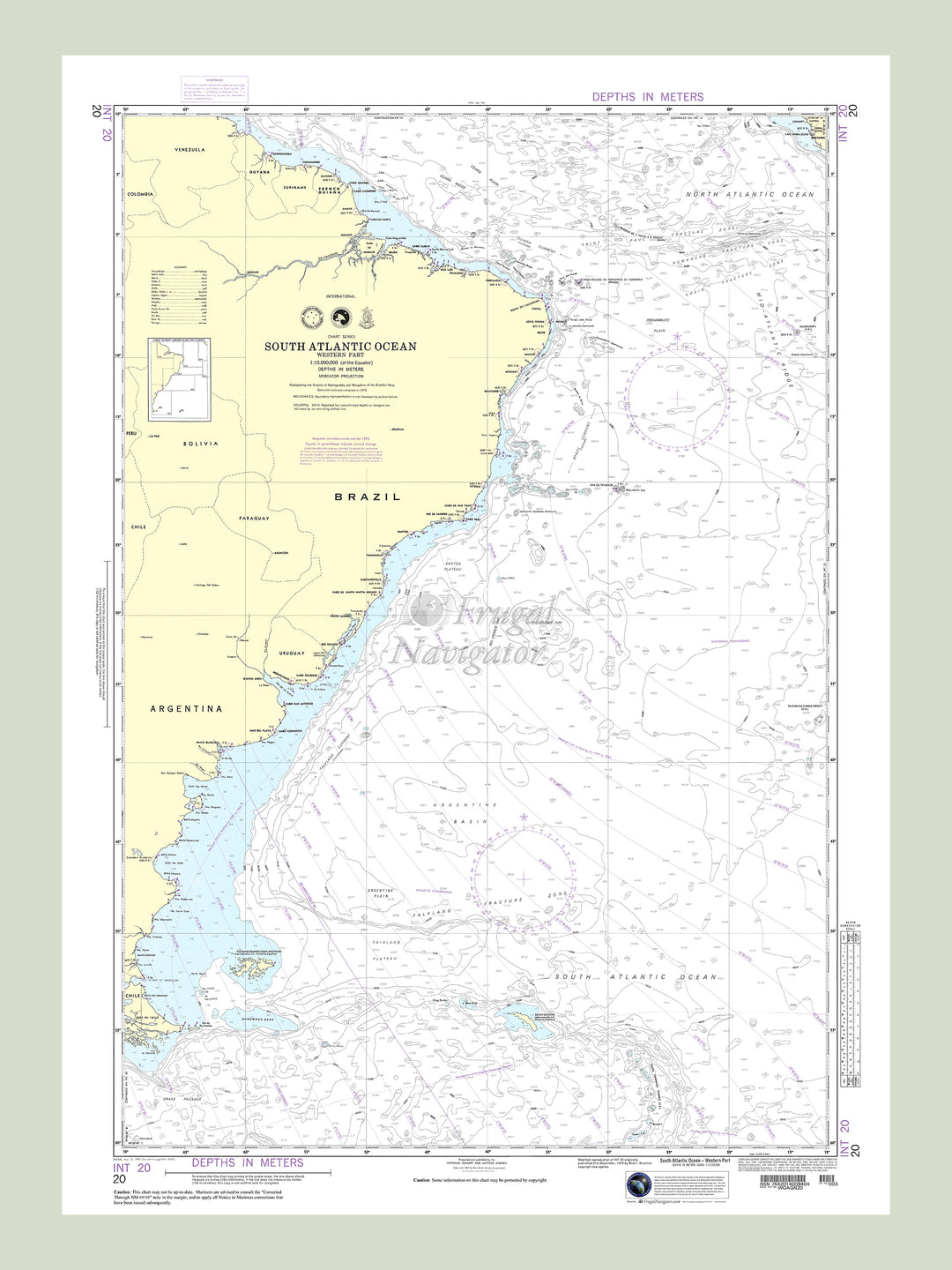 Official NGA nautical chart 20 – South Atlantic Ocean - Western Part.