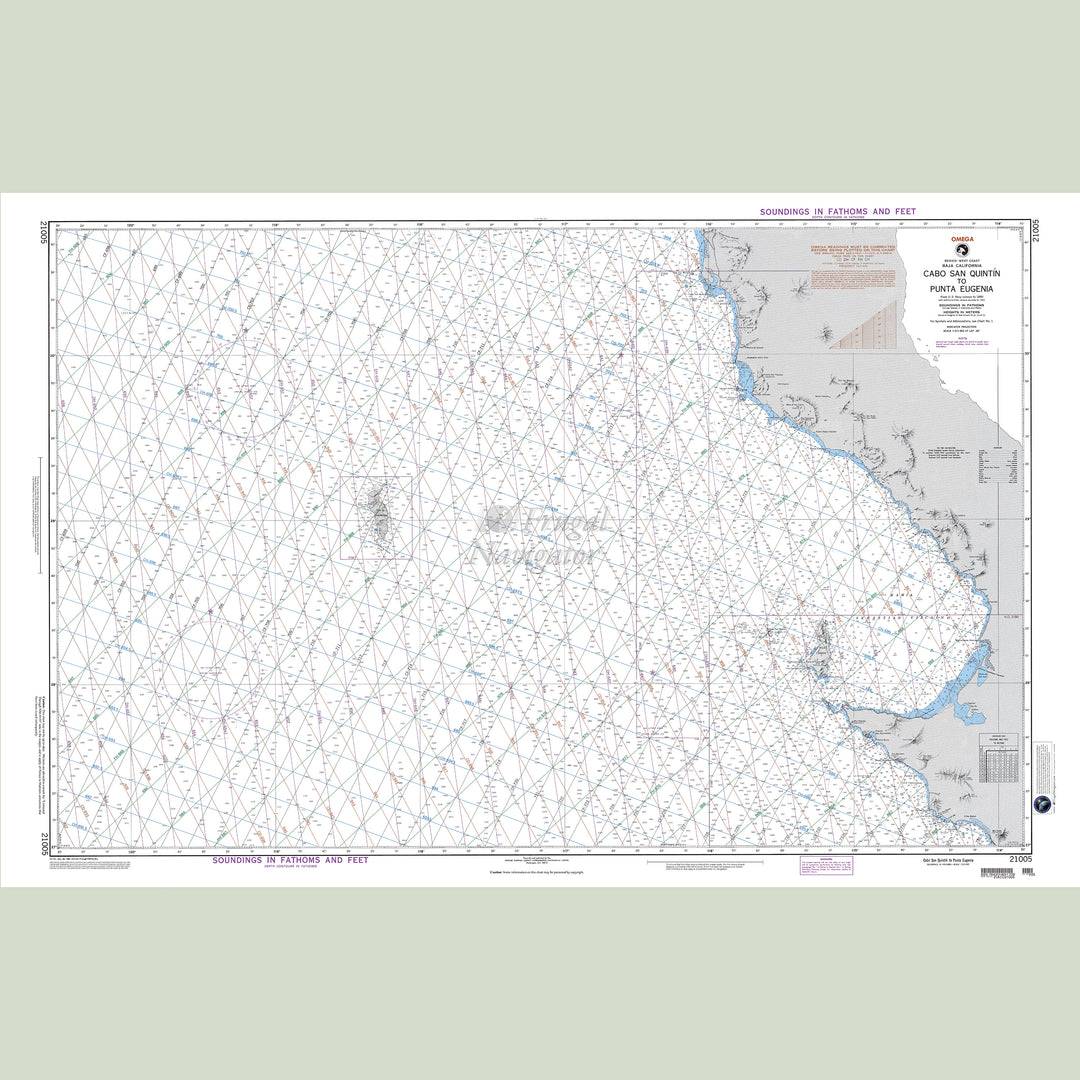 Official NGA nautical chart 21005 – Mexico - Baja California - Cabo San Quintin to Punta Eugenia.