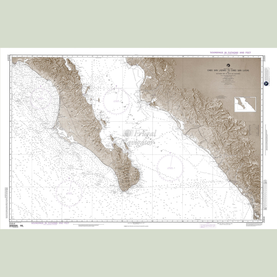 Official NGA nautical chart 21014 – Mexico - Baja California - Cabo San Lazaro to Cabo San Lucas.
