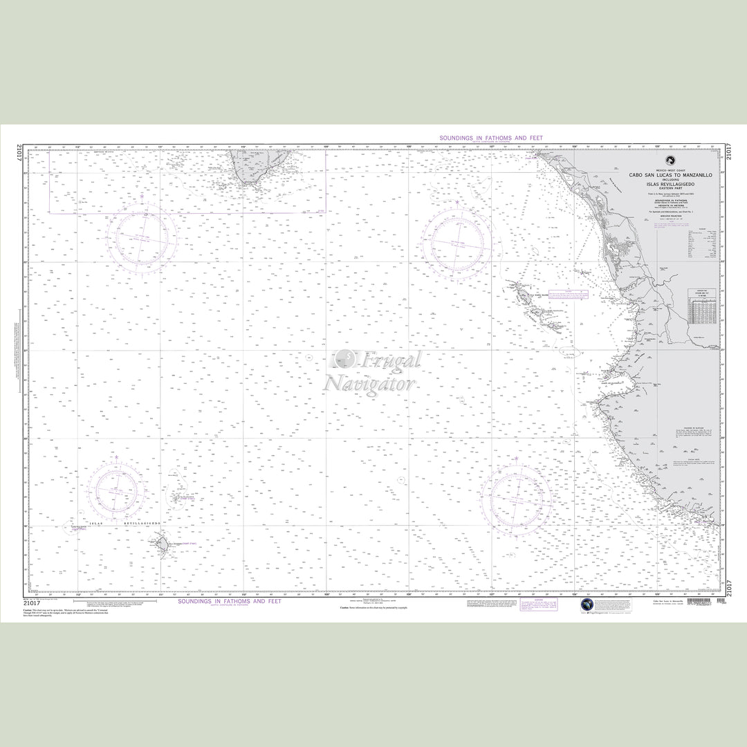 Official NGA nautical chart 21017 – Mexico - Cabo San Lucas to Manzanillo.
