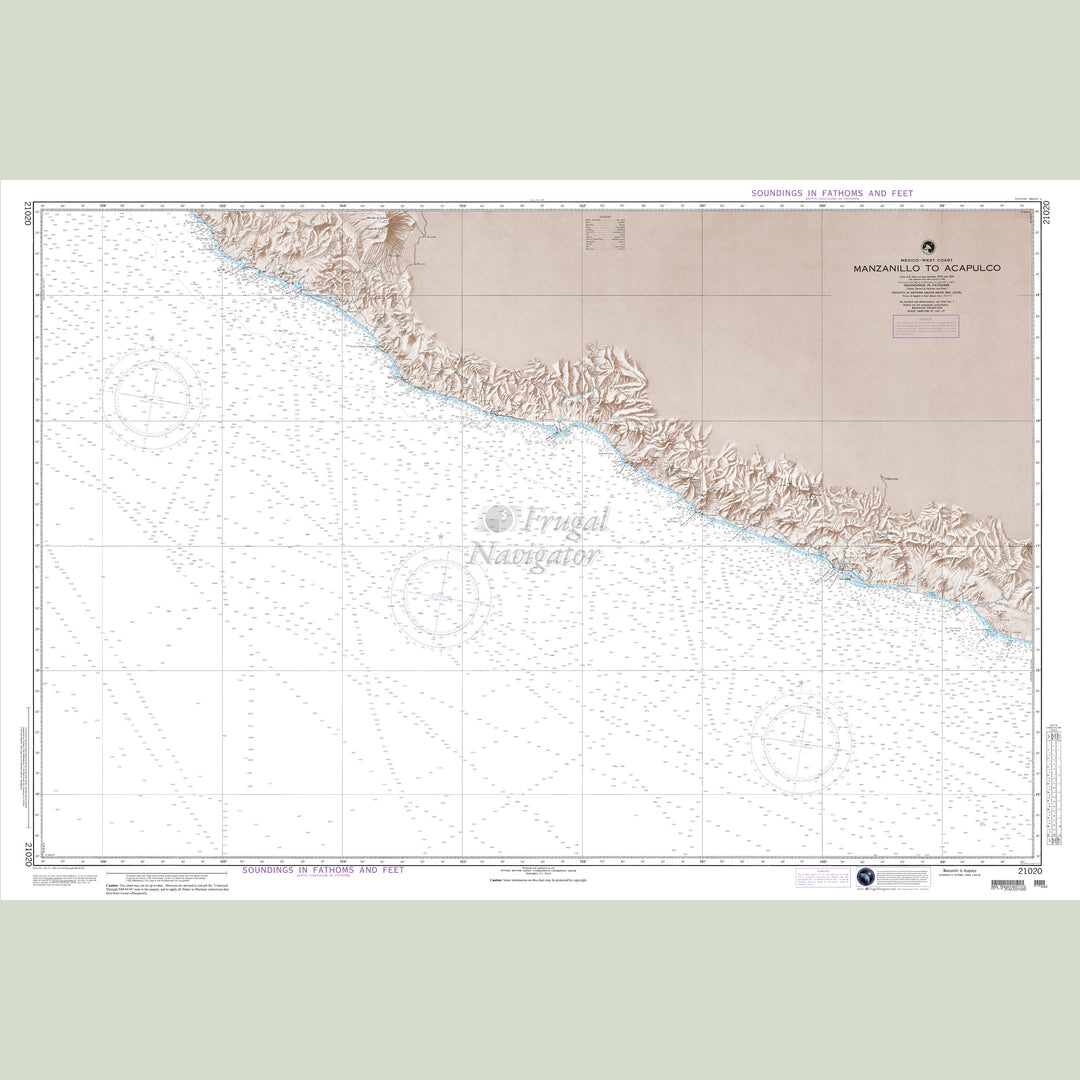 Official NGA nautical chart 21020 – Mexico - Manzanillo to Acapulco.
