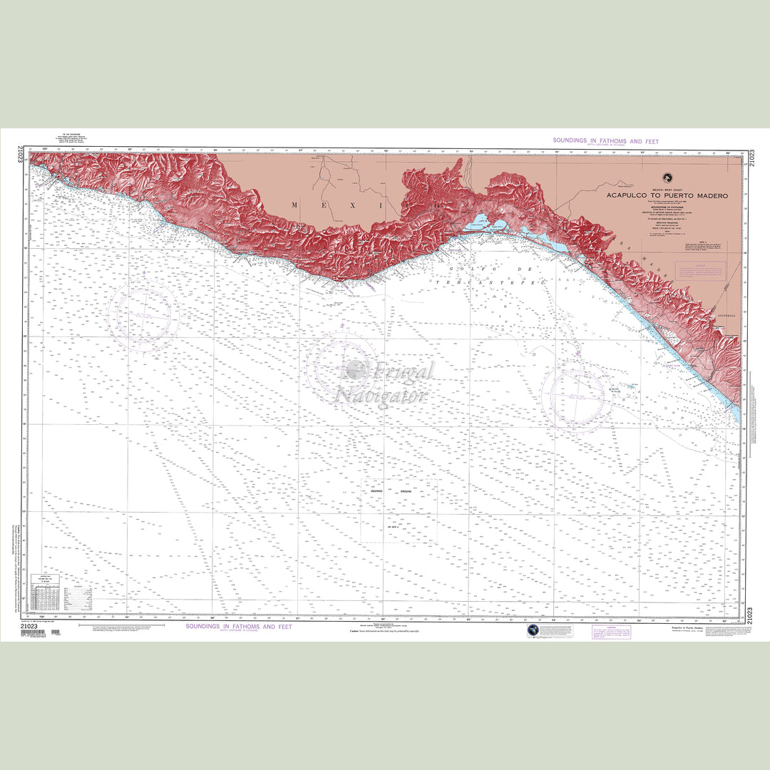 Official NGA nautical chart 21023 – Mexico - Acapulco to Puerto Madero.