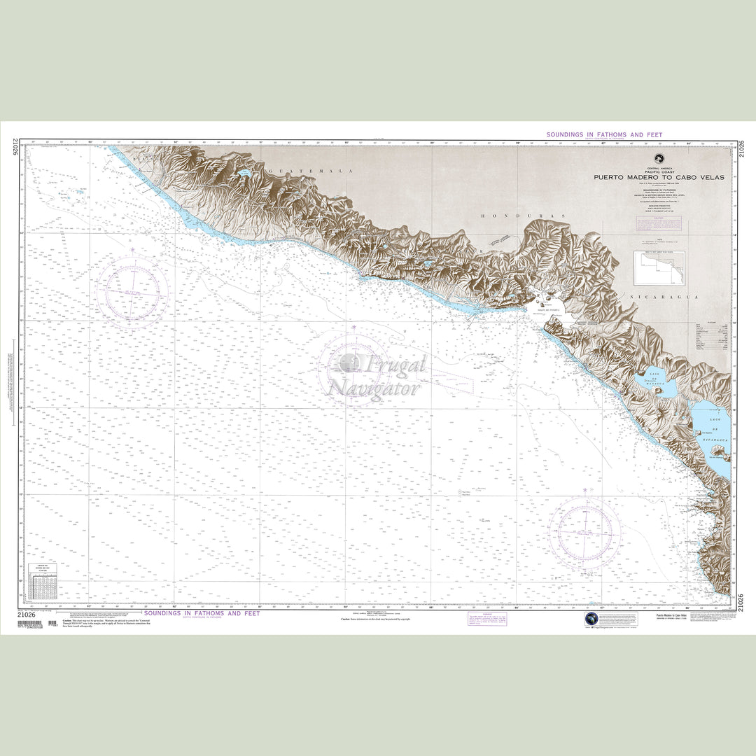 Official NGA nautical chart 21026 – Central America - Puerto Madero to Cabo Velas.