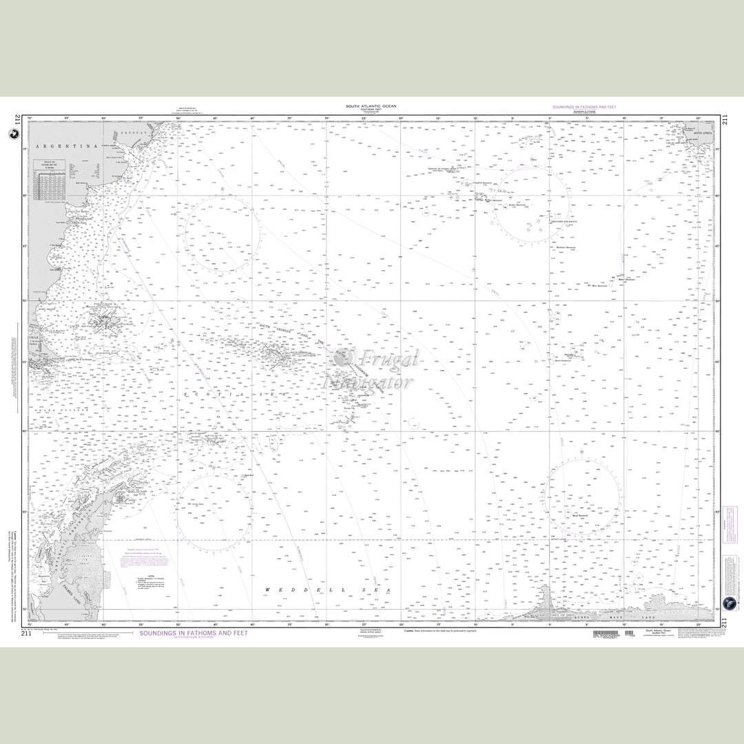 Official NGA nautical chart 211 – South Atlantic Ocean - Southern Part.