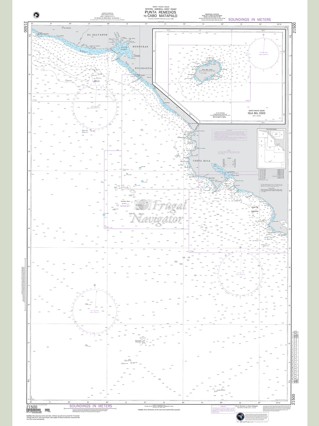 Official NGA nautical chart 21500 – Central America - Punta Remedios to Cabo Matapalo.