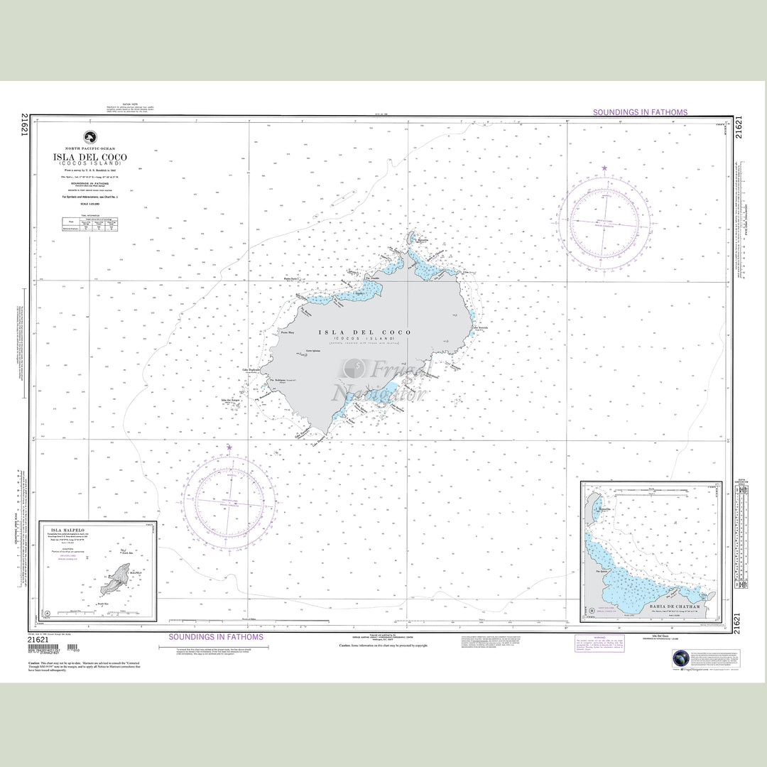 Official NGA nautical chart 21621 – South America - Isla Del Coco.