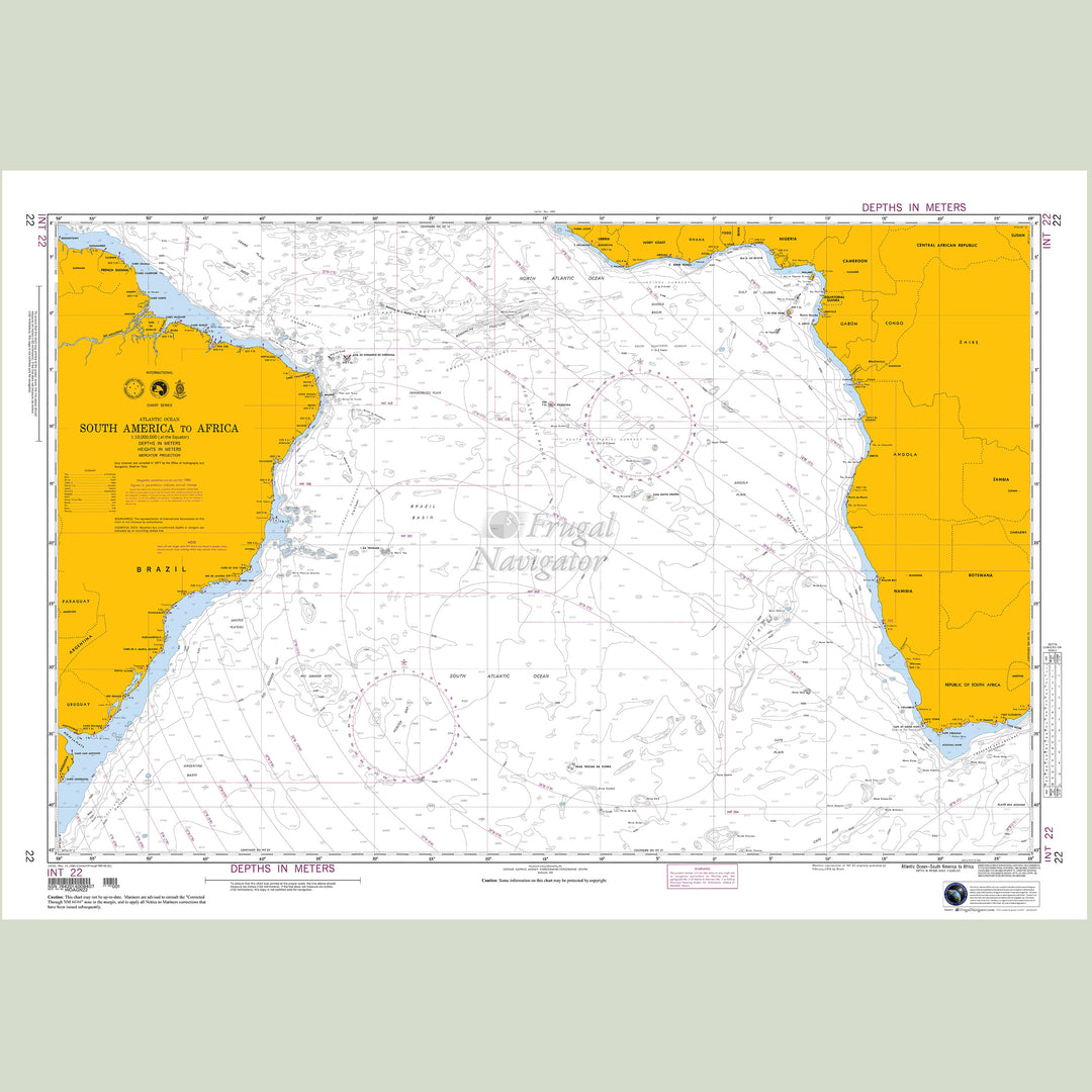 Official NGA nautical chart 22 – South Atlantic Ocean - South America to Africa.