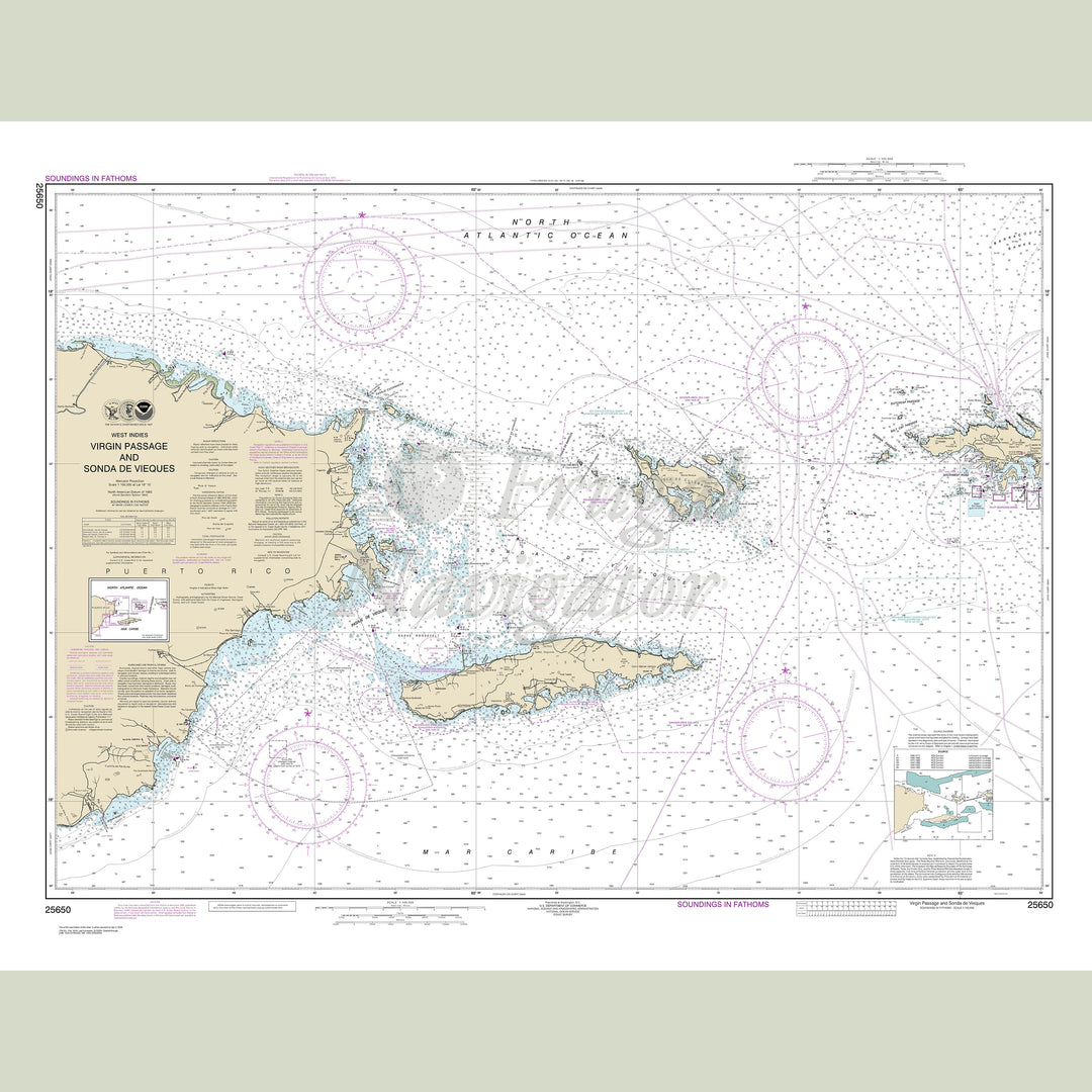 Archival NOAA nautical chart Virgin – Passage and Sonda de Vieques.