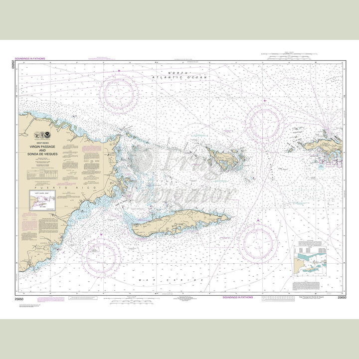 Archival NOAA nautical chart Virgin – Passage and Sonda de Vieques.