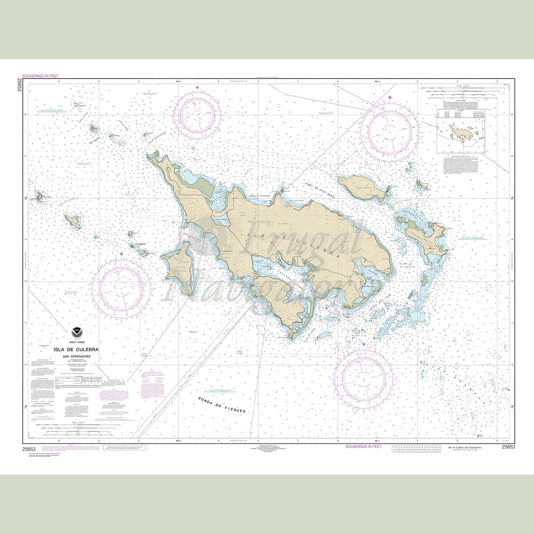Archival NOAA nautical chart Isla – de Culebra and Approaches.