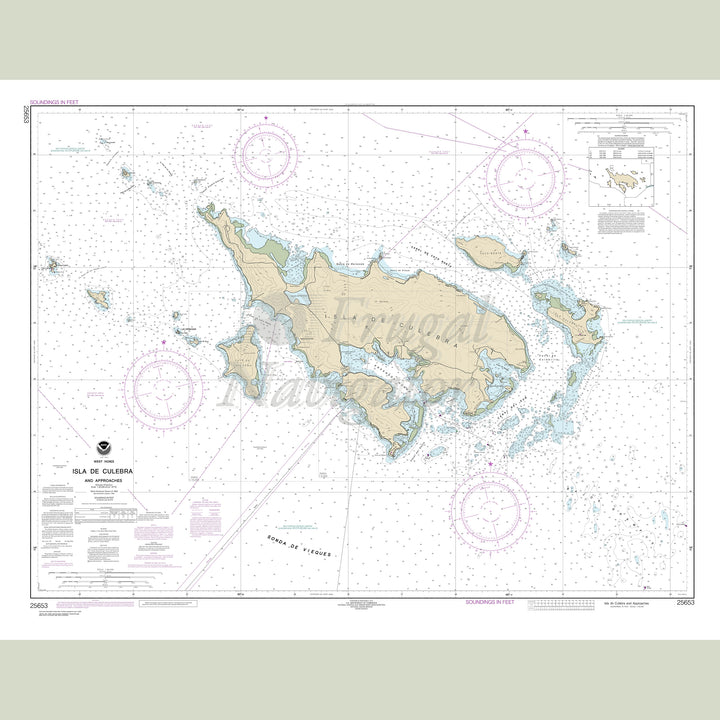 Archival NOAA nautical chart Isla – de Culebra and Approaches.