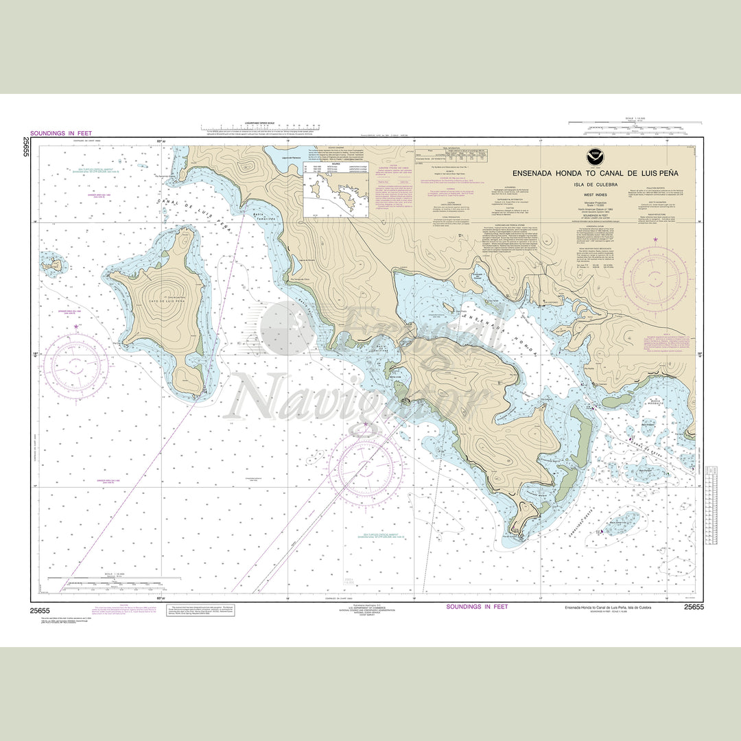 Archival NOAA nautical chart Ensenada – Honda to Canal de Luis Pena.