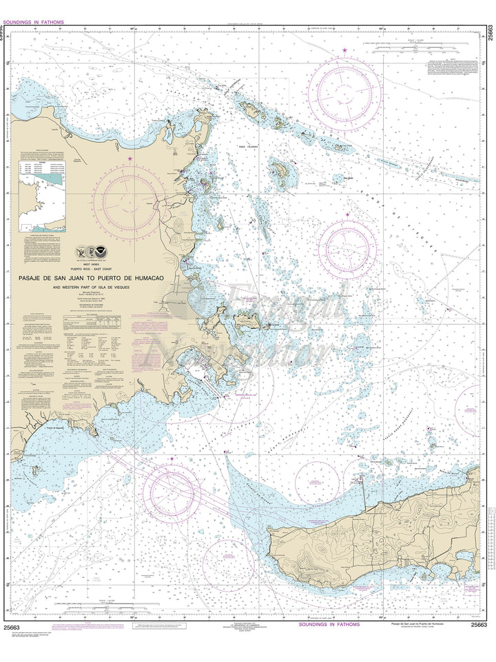 Archival NOAA nautical chart Pasaje – de San Juan to Puerto de Humacao and Western Part of lsla de Vieques.