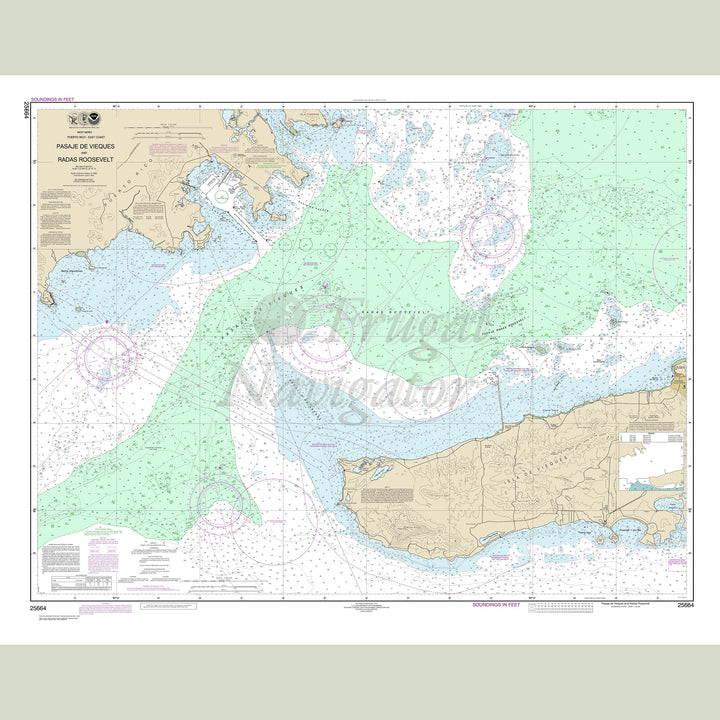 Archival NOAA nautical chart Pasaje – de Vieques and Radas Roosevelt.