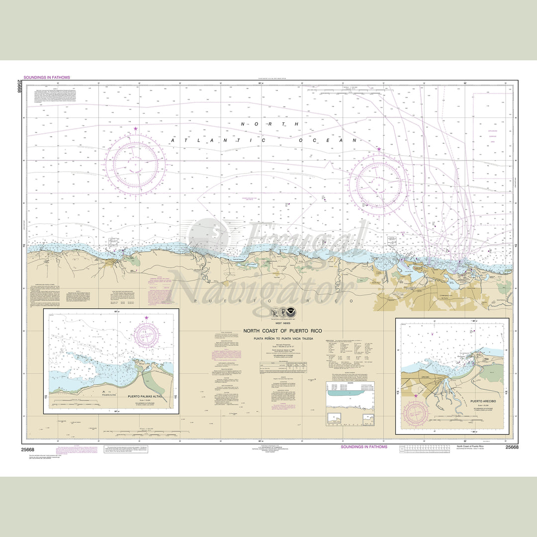 Archival NOAA nautical chart North – Coast of Puerto Rico Punta Penon to Punta Vacia Talega;Puerto Arecibo;Puerto Palmas Altas.
