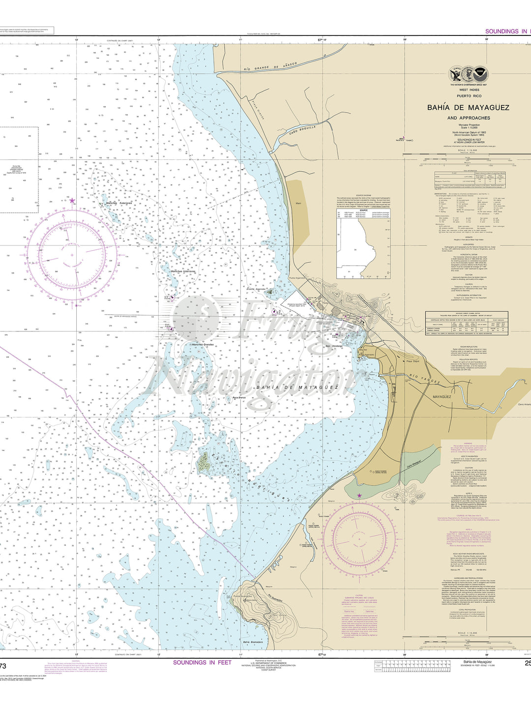 Archival NOAA nautical chart Bahia – de Mayaguez and Approaches.