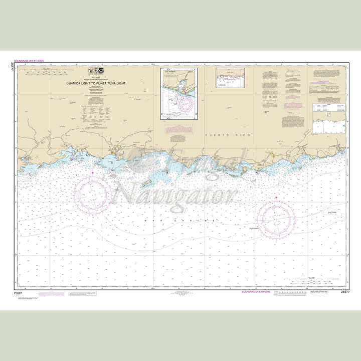 Archival NOAA nautical chart South – Coast of Puerto Rico Guanica Light to Punta Tuna Light;Las Mareas.