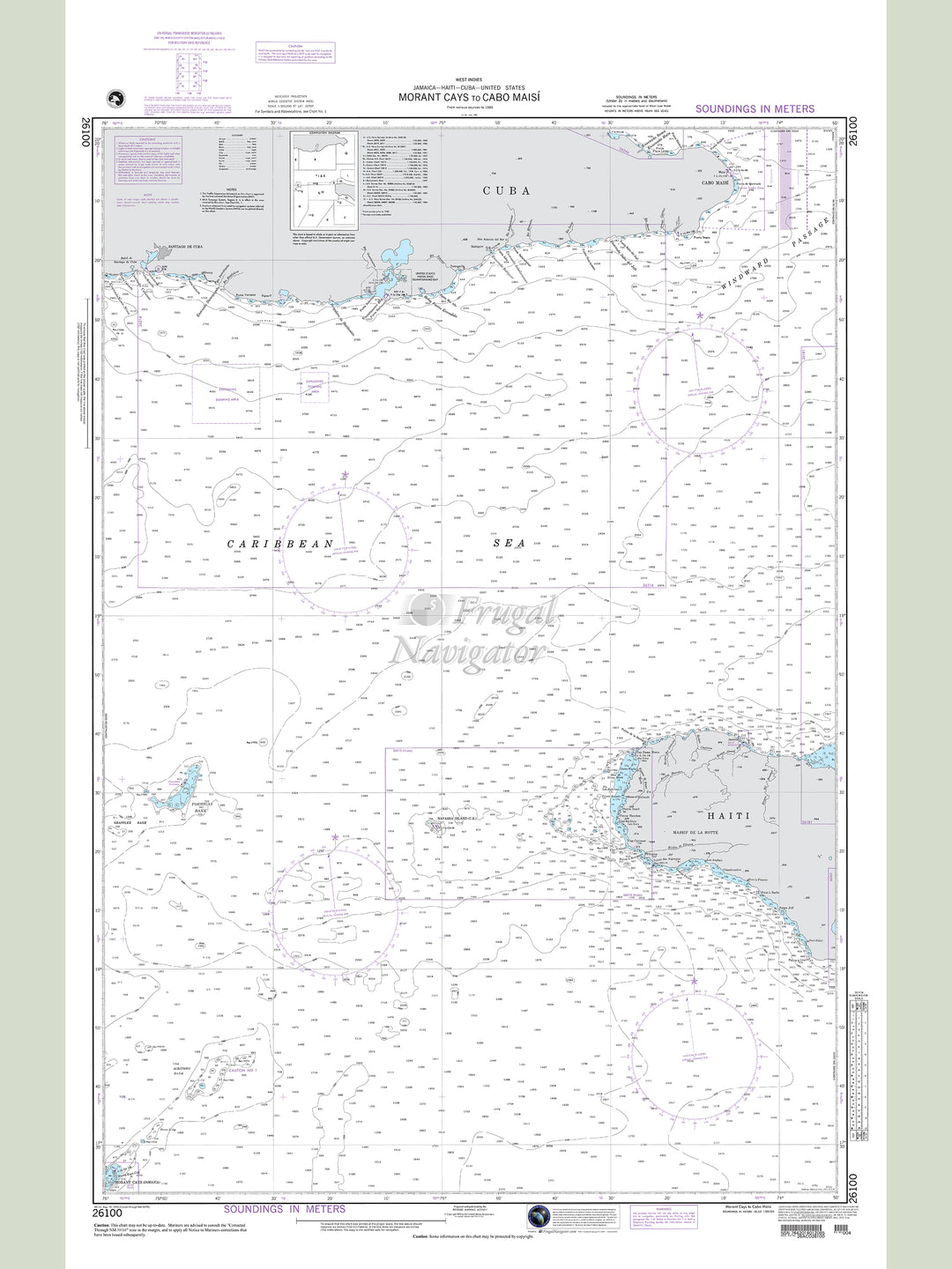 Official NGA nautical chart 26100 – West Indies - Morant Cays to Cabo Maisi.