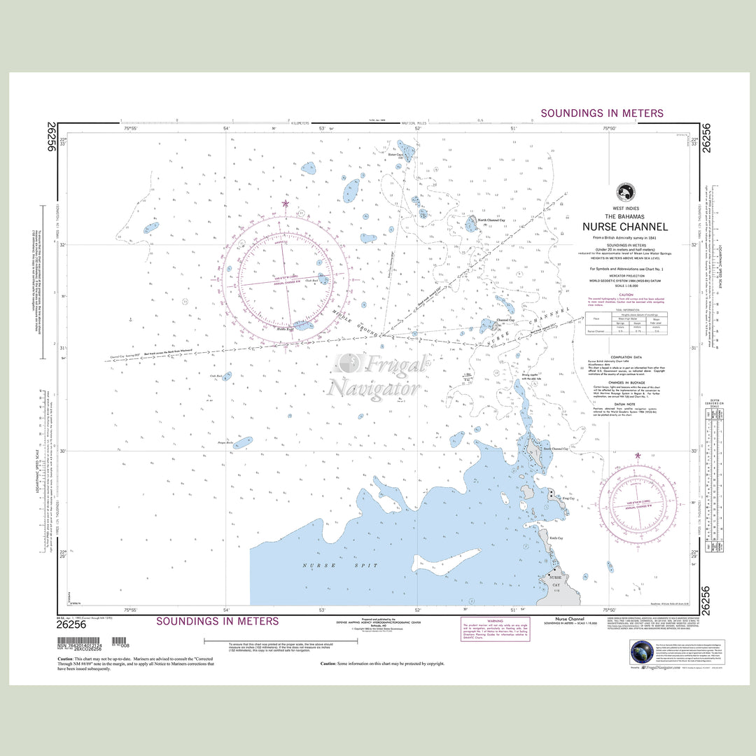 Official NGA nautical chart 26256 – Bahamas - Nurse Channel.