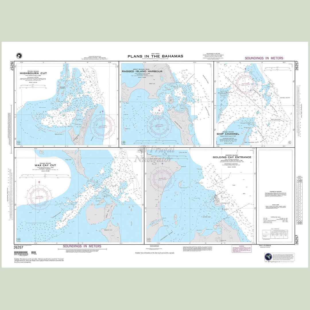 Official NGA nautical chart 26257 – Bahamas - Plans in the Bahamas.