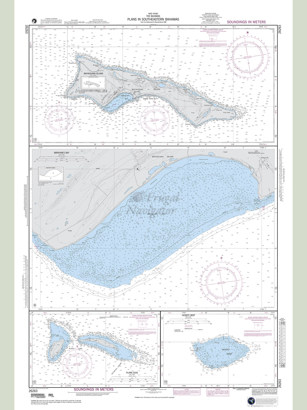 Official NGA nautical chart 26263 – Bahamas - Plans in Southeastern Bahamas.
