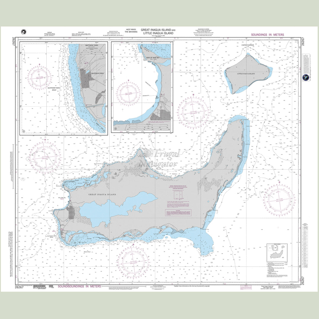 Official NGA nautical chart 26267 – Bahamas - Great Inagua Island and Little Inagua Island.