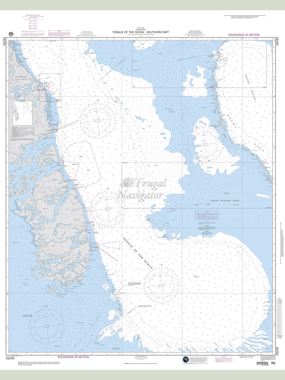 Official NGA nautical chart 26295 – Bahamas - Tongue of the Ocean - Southern Part.
