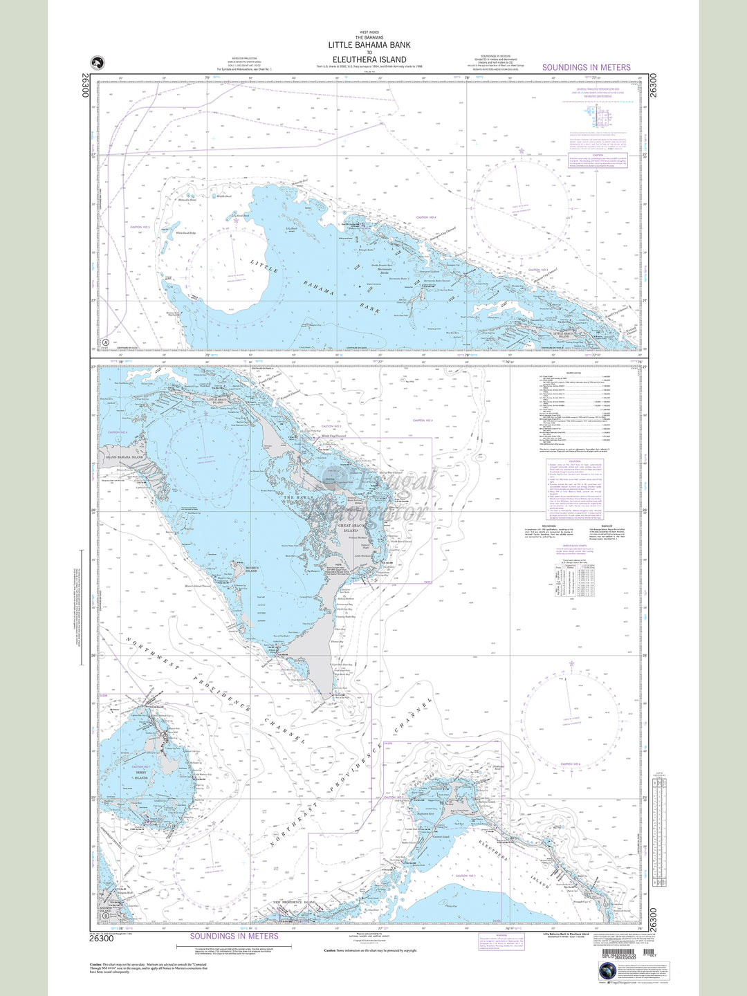 Official NGA nautical chart 26300 – Bahamas - Little Bahama Bank to Eleuthera Island.