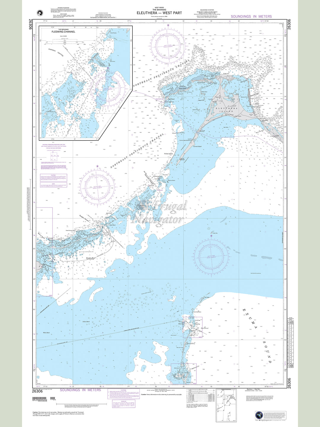 Official NGA nautical chart 26306 – Bahamas - Eleuthera - West Part.