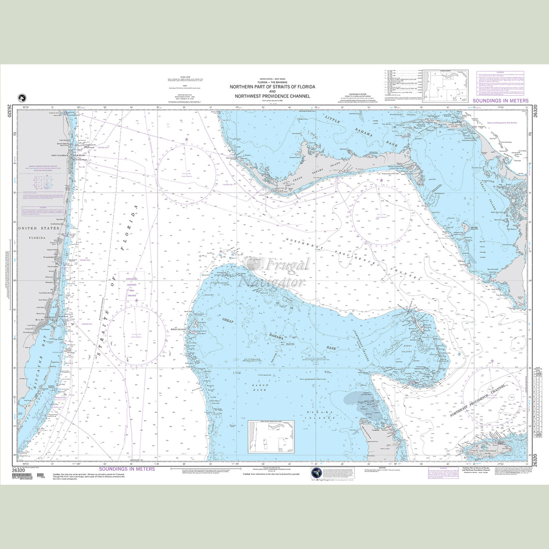 Official NGA nautical chart 26320 – Bahamas- Northern Straits of Florida and Northwest Providence Channel.