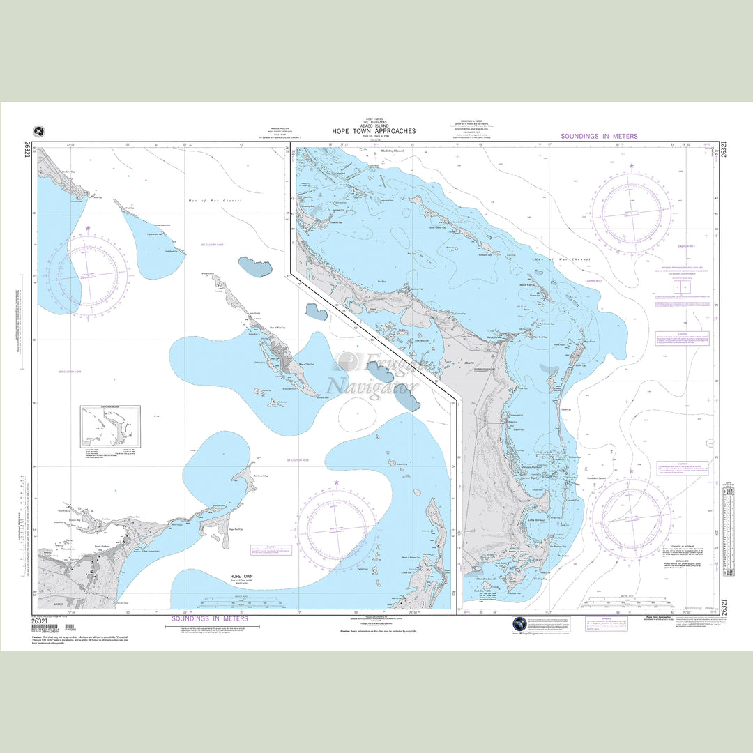 Official NGA nautical chart 26321 – Bahamas - Abaco Island - Hope Town Approaches.