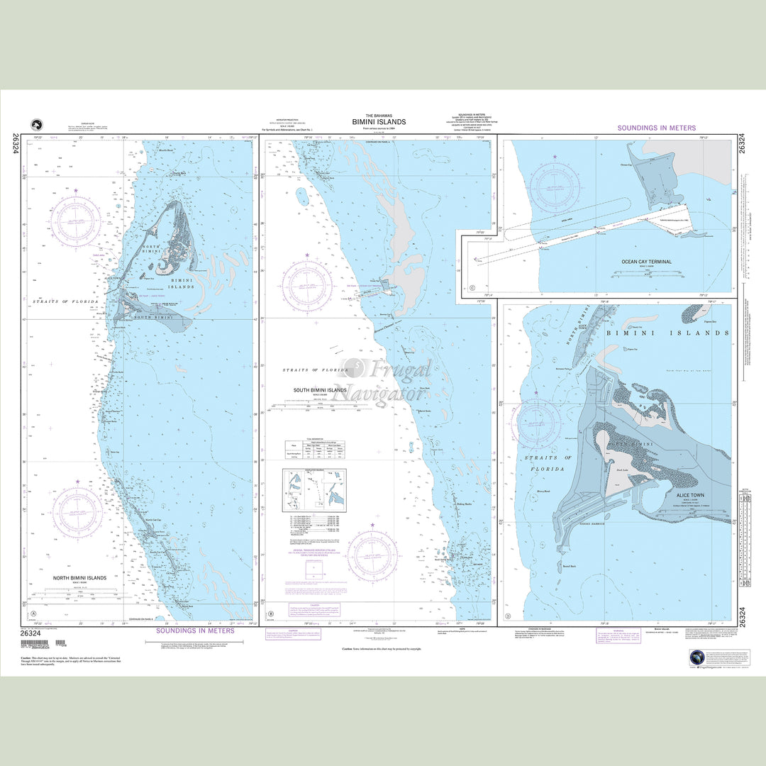 Official NGA nautical chart 26324 – Bahamas- Bimini Islands.