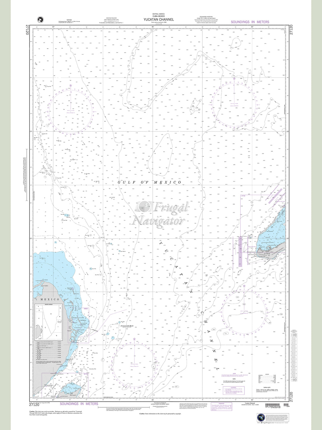 Official NGA nautical chart 27120 – Mexico - Yucatan Channel.