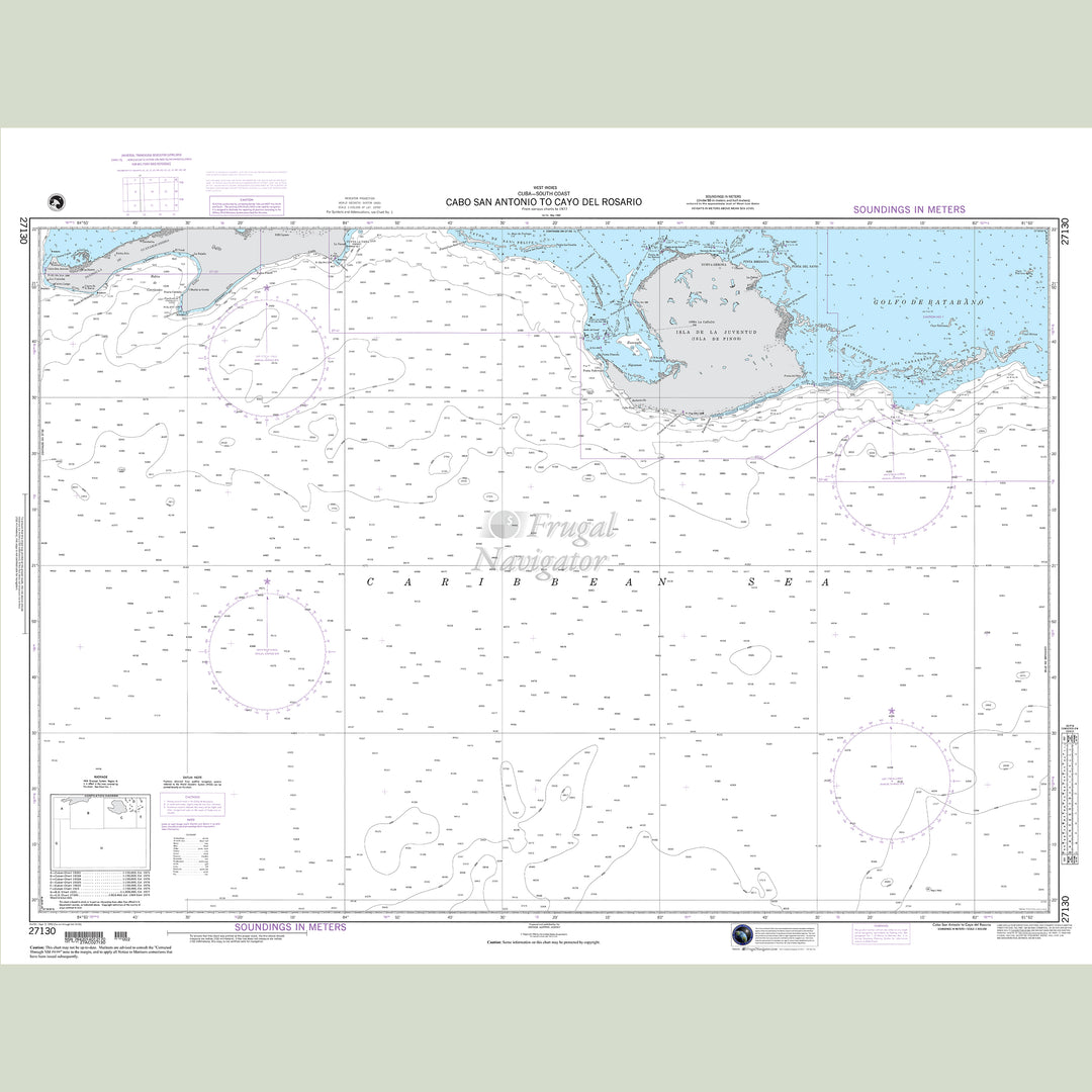 Official NGA nautical chart 27130 – Cuba - Cabo San Antonio to Cayo Del Rosario.