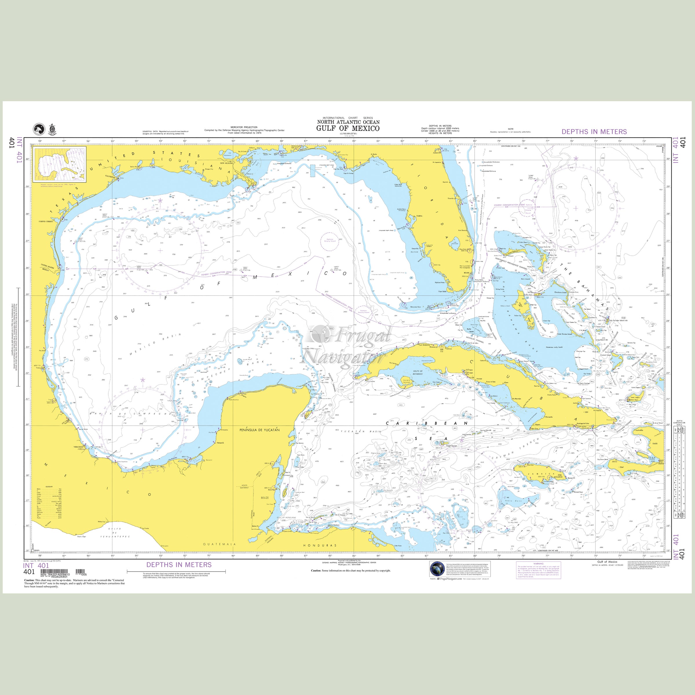 Official NGA nautical chart 401 – Gulf of Mexico.
