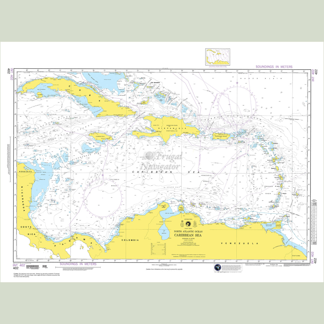 Official NGA nautical chart 402 – Caribbean Sea.