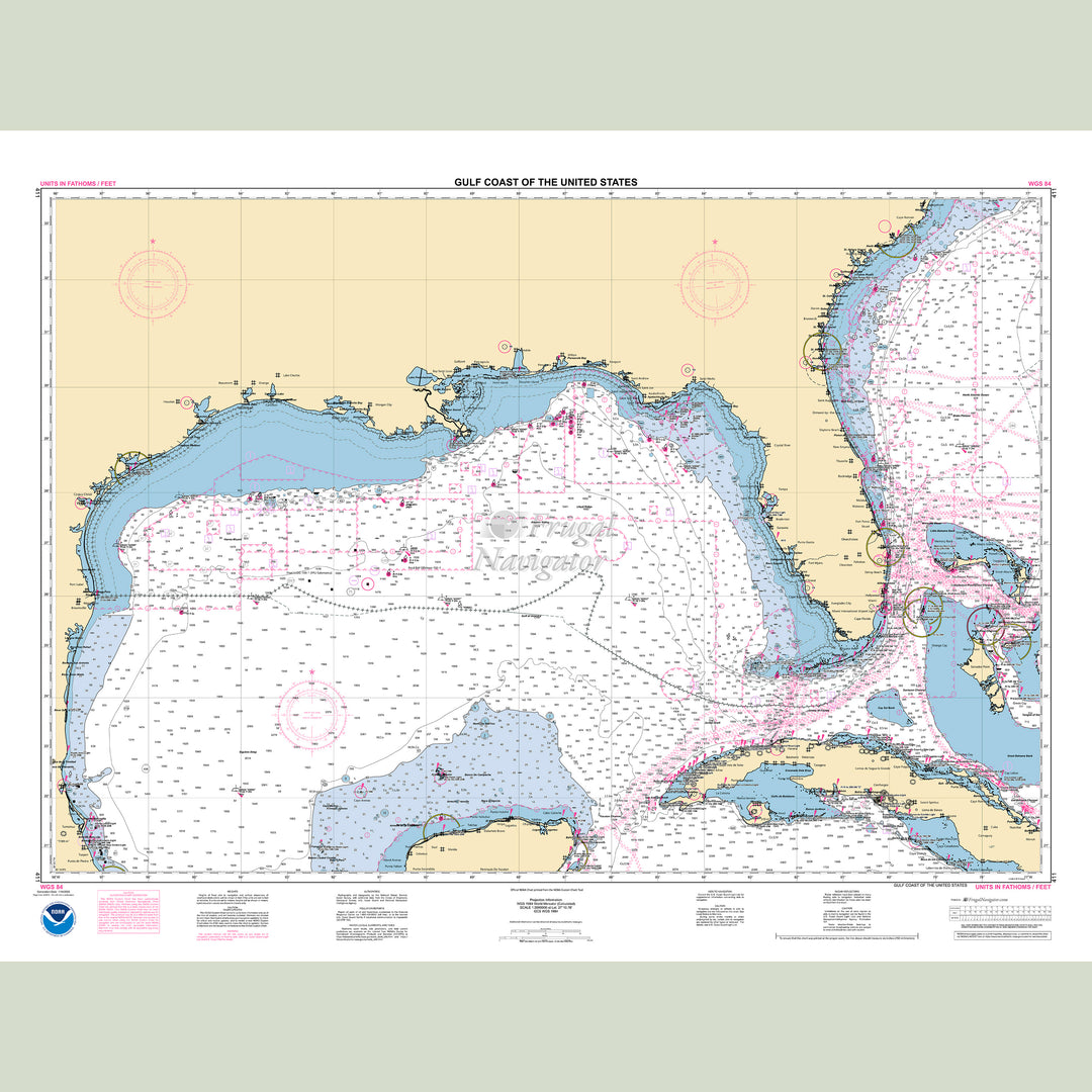 Official NOAA nautical chart 411 – Gulf Coast of the United States.