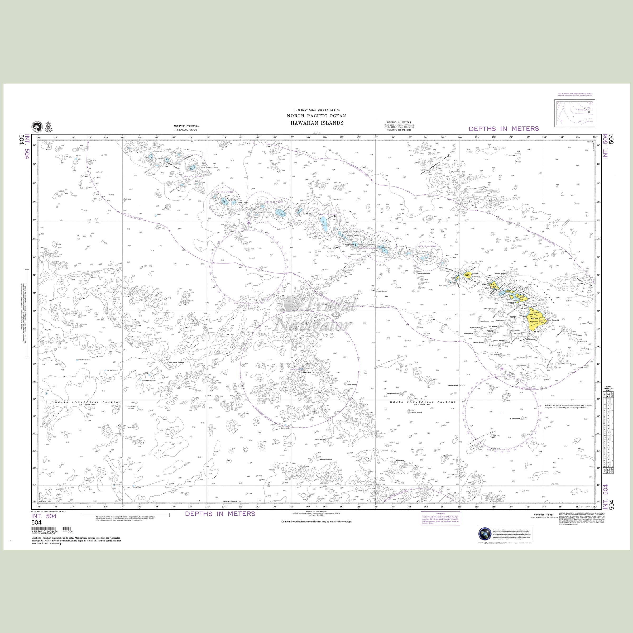 Official NGA nautical chart 504 – North Pacific Ocean - Hawaiian Islands.