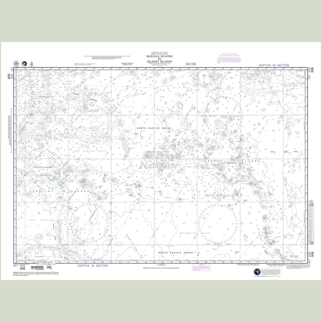 Official NGA nautical chart 506 – Mariana Islands to Gilbert Islands.