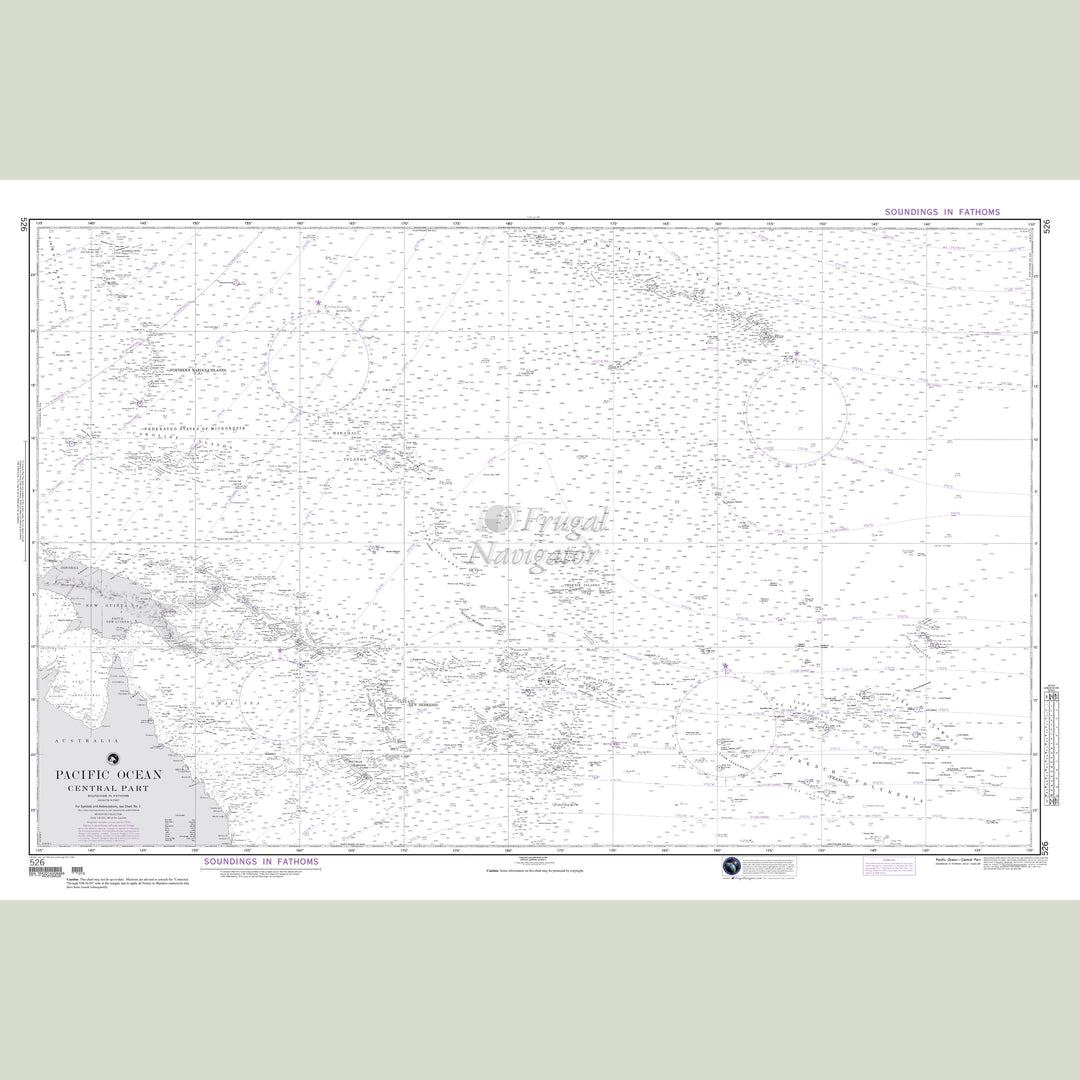 Official NGA nautical chart 526 – Pacific Ocean - Central Part.