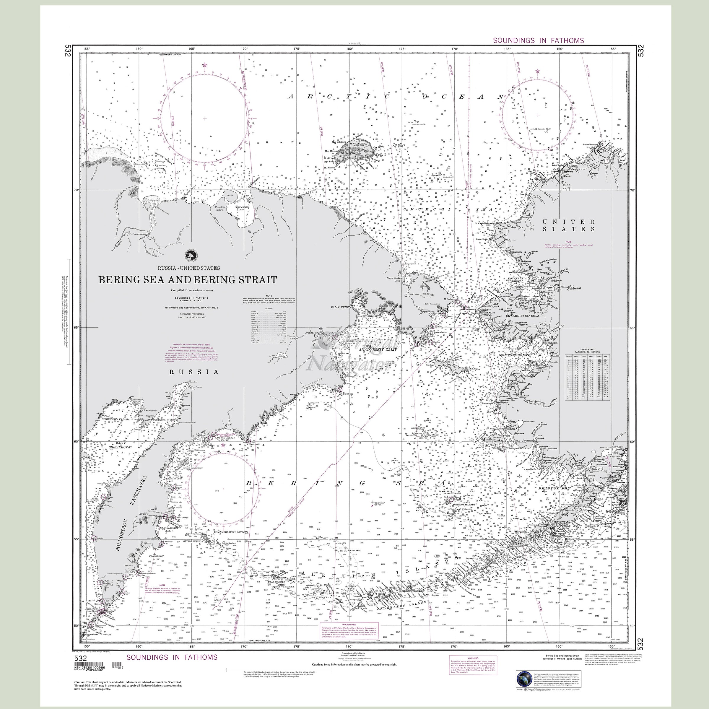 Official NGA nautical chart 532 – Bering Sea and Bering Strait.