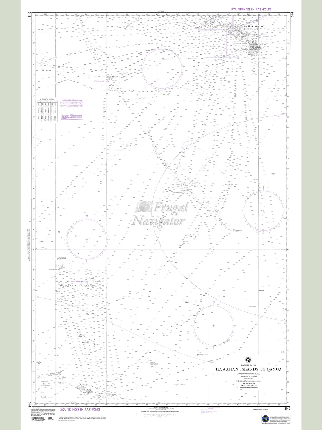 Official NGA nautical chart 541 – Hawaiian Islands to Samoa.